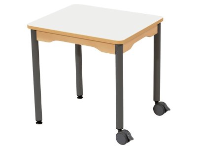 Zoom bild av LAMINATED TABLE TOP METAL LEGS WITH CASTORS 60x50 cm rectangle