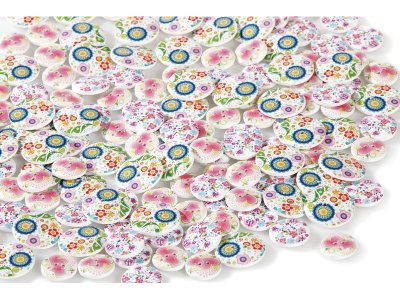 Zoom bild av Hearts and flowers WHITE WOODEN BUTTONS