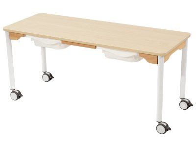 Zoom bild av LAMINATED TABLE TOP + TRAYS LEGS WITH CASTORS 130x50 cm rectan
