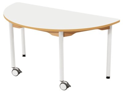 Zoom bild av LAMINATED TABLE TOP METAL LEGS WITH CASTORS 120x60 cm semi-cir
