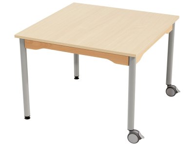 Zoom bild av MELAMINE TABLE TOP ? METAL LEGS WITH CASTORS ? 80x80 cm square