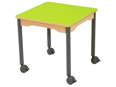 Zoom bild av LAMINATED TABLE TOP LEGS WITH CASTORS 60x60 cm square