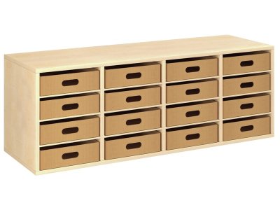 Zoom bild av MELAMINE UNIT H: 51 cm - L: 139 cm 16 cardboard containers - 12
