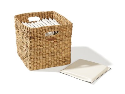 Zoom bild av BASKET WITH 13 CUSHIONS in bio-sourced fabric