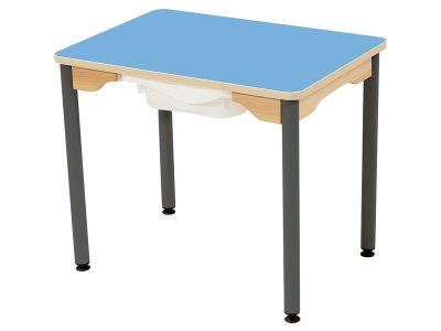 Zoom bild av LAMINATED TABLE TOP + TRAY GREY METAL LEGS 70x50 cm rectangle