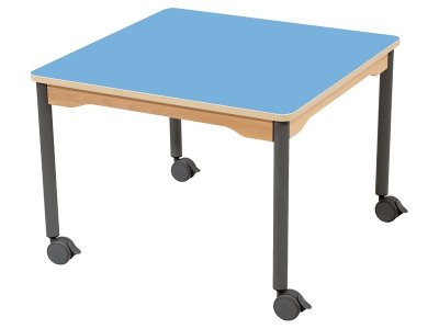 Zoom bild av LAMINATED TABLE TOP LEGS WITH CASTORS 80x80 cm square