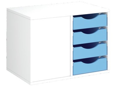 Zoom bild av MELAMINE COATED CABINET H: 51 cm - W: 70.5 cm 8 wooden trays on