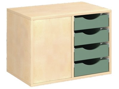 Zoom bild av MELAMINE COATED CABINET H: 51 cm - W: 70.5 cm 8 wooden trays on