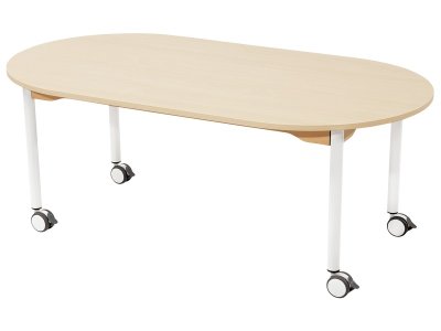 Zoom bild av LAMINATED TABLE TOP LEGS WITH CASTORS 150x80 cm oval