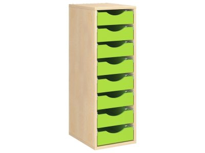 Zoom bild av MELAMINE CABINET H: 102 cm - L: 36 cm 8 wooden trays on rails
