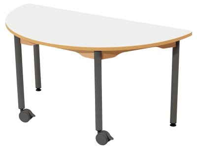 Zoom bild av LAMINATED TABLE TOP METAL LEGS WITH CASTORS 120x60 cm semi-cir