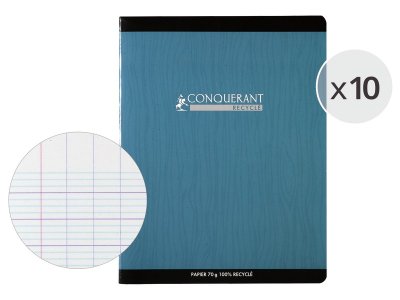 Zoom bild av SET OF 10 RECYCLED EXERCISE BOOKS 17x22 cm - 96 pages Séyès rule