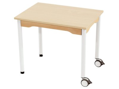 Zoom bild av MELAMINE TABLE TOP ? METAL LEGS WITH CASTORS ? 70x50 cm rectangl