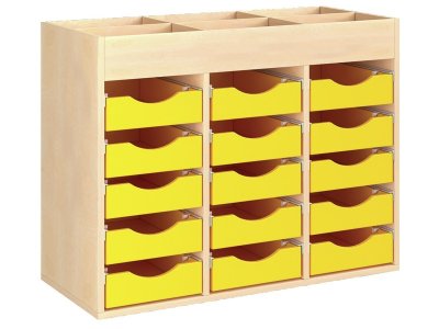 Zoom bild av MELAMINE CABINET H: 81 cm - L: 105 cm 15 wooden trays on rails