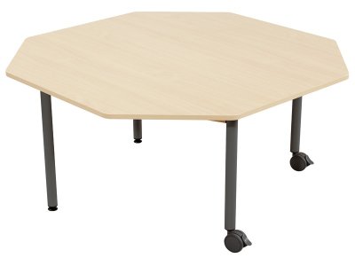 Zoom bild av MELAMINE TABLE TOP ? METAL LEGS WITH CASTORS ? Ø 120 cm octagon