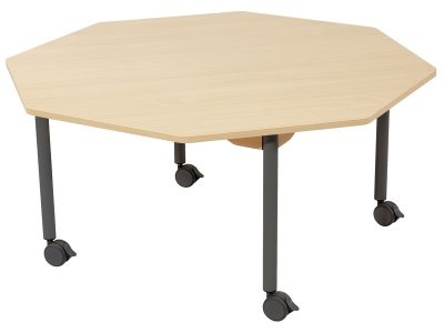 Zoom bild av LAMINATED TABLE TOP LEGS WITH CASTORS Ø 120 cm Octagon.