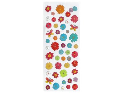 Zoom bild av LAMINATED TEXTURED STICKERS Flowers and butterflies