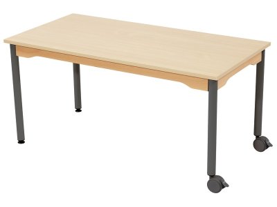 Zoom bild av MELAMINE TABLE TOP ? METAL LEGS WITH CASTORS ? 120x60 cm rectang