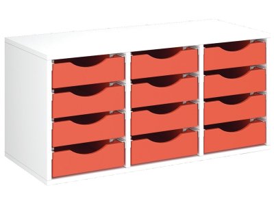 Zoom bild av MELAMINE CABINET H: 51 cm - L: 105 cm 12 wooden containers on ra