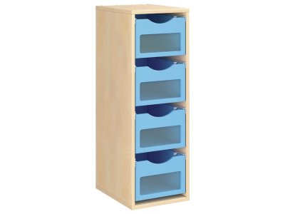 Zoom bild av MELAMINE CABINET H: 102 cm - L: 36 cm 4 wooden containers on rai