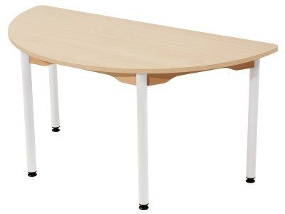 Zoom bild av LAMINATED TABLE TOP ? WHITE METAL LEGS ? 120x60 cm semi-circle-S