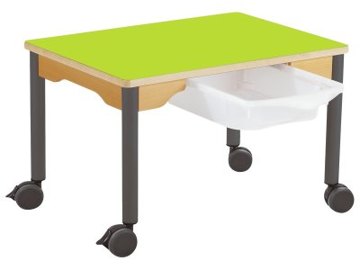 Zoom bild av LAMINATED TABLE TOP + TRAY LEGS WITH CASTORS 70x50 cm rectangl