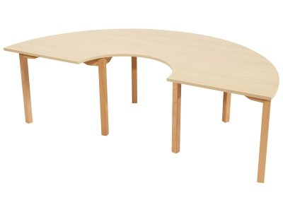 Zoom bild av MELAMINE TABLE TOP ? WOODEN LEGS ? 60x90x180 cm semi-circle