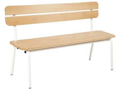 Zoom bild av METAL AND WOOD BENCH With backrest L: 120 cm 5 boards