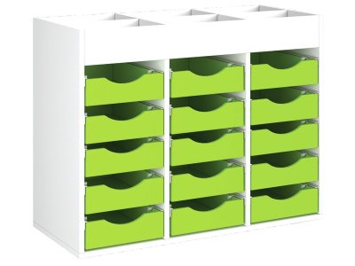 Zoom bild av MELAMINE CABINET H: 81 cm - L: 105 cm 15 wooden trays on rails