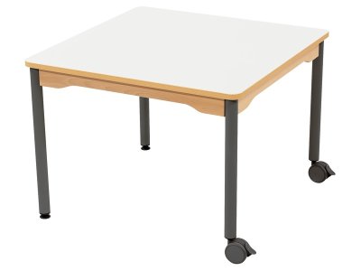 Zoom bild av LAMINATED TABLE TOP METAL LEGS WITH CASTORS 80x80 cm square