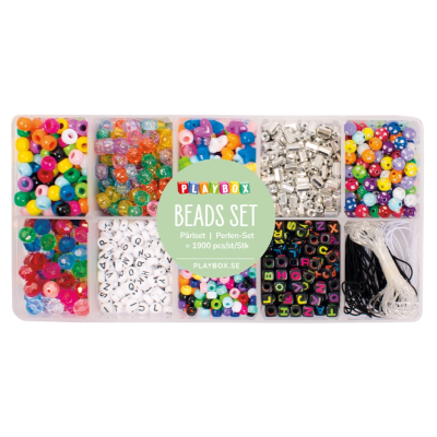 Zoom bild av Plastpärlor i förvaringsbox, 1900 st