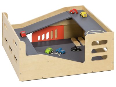 Zoom bild av GARAGE CHEST AND 6 WOODEN VEHICLES