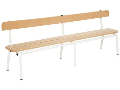 Zoom bild av METAL AND WOOD BENCH With backrest L: 160 cm 3 boards
