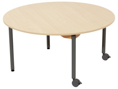 Zoom bild av MELAMINE TABLE TOP ? METAL LEGS WITH CASTORS ? Ø 120 cm circle