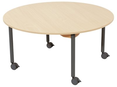 Zoom bild av MELAMINE TABLE TOP LEGS WITH CASTORS Ø 120 cm circle