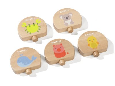 Zoom bild av SET of 5 Evolution Scogym wooden totem animals