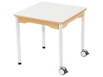Zoom bild av LAMINATED TABLE TOP METAL LEGS WITH CASTORS 60x60 cm square