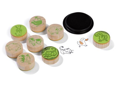 Zoom bild av BAMBINO WOODEN STAMPS + INK PAD Farm