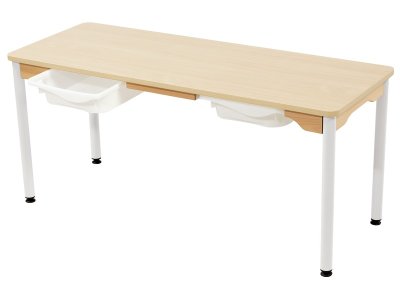 Zoom bild av LAMINATED TABLE TOP + TRAYS WHITE METAL LEGS 130x50 cm