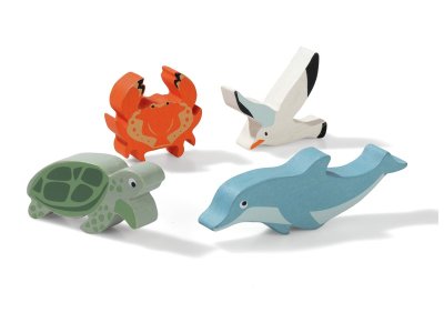 Zoom bild av WOODEN FIGURINE Marine animals