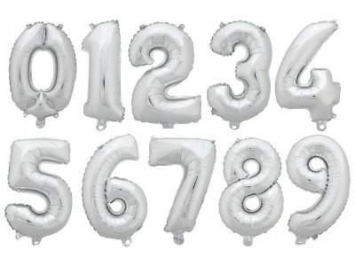 Zoom bild av MAXI PACK OF NUMBERED SILVER BALLOONS