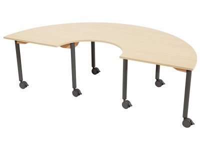 Zoom bild av MELAMINE TABLE TOP LEGS WITH CASTORS 60x90x180 cm semi-circle