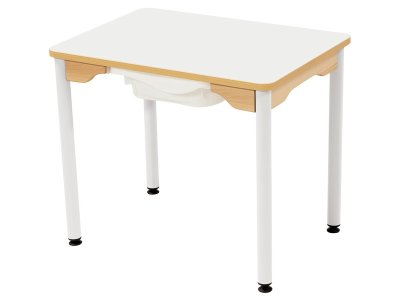 Zoom bild av LAMINATED TABLE TOP + TRAY WHITE METAL LEGS 50x70 cm rectangle