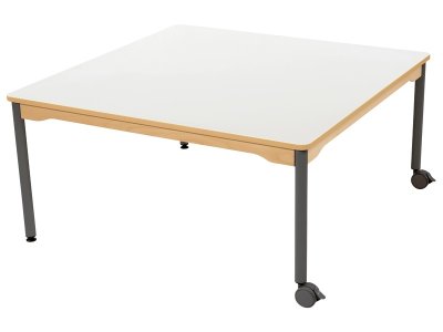 Zoom bild av LAMINATED TABLE TOP METAL LEGS WITH CASTORS 120x120 cm square