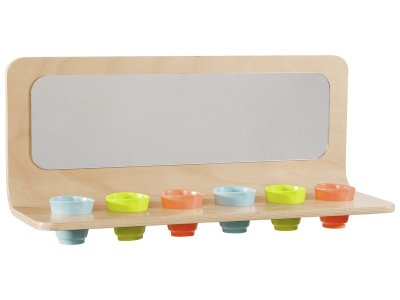 Zoom bild av Curvy BEAKER HOLDER WALL SHELF AND MIRROR With 6 beakers