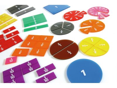 Zoom bild av Transparent square and circular fractions, fraction notation MAX