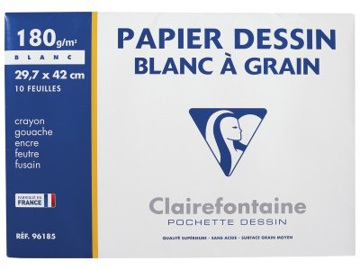 Zoom bild av Clairefontaine WALLET OF GRAINED DRAWING PAPER A3 size 180 g