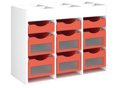 Zoom bild av MELAMINE CABINET H: 81 cm - L: 105 cm 9 wooden containers on rai