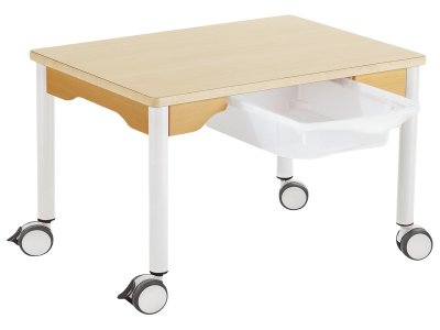 Zoom bild av LAMINATED TABLE TOP + TRAY LEGS WITH CASTORS 70x50 cm rectangl