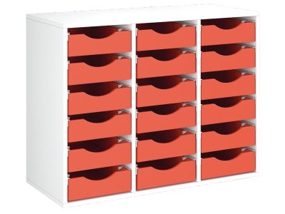 Zoom bild av MELAMINE CABINET H: 81 cm - L: 105 cm 18 wooden containers on ra